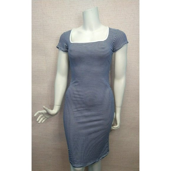 Cute Midi Striped Bodycon Dress with open back, super soft and Stretchy - Picture 2 of 11